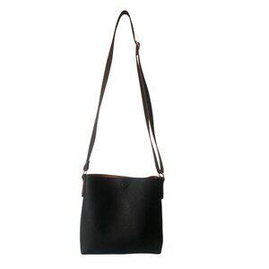 Vantige Black Leather Crossbody Bag with Magnetic Closure & Adjustable S…